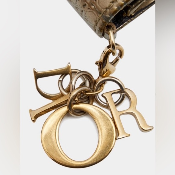 RARE Dior Gold Micro Cannage Lady Dior Metallic Patent Leather Card Holder - Picture 5 of 12